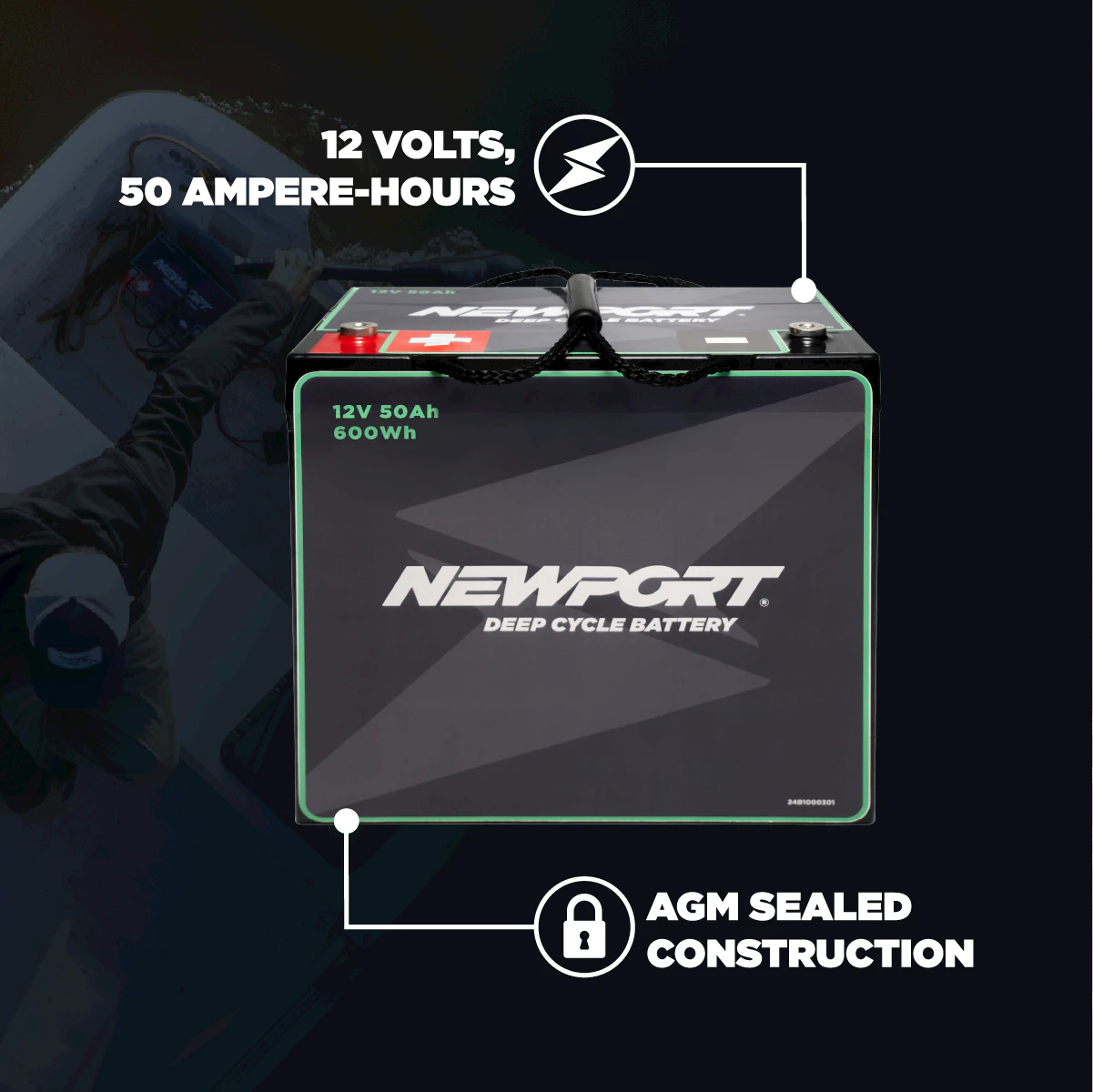 12V 50Ah Sealed AMG Battery | Newport
