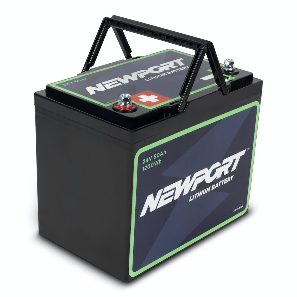 24V 50Ah Lithium Battery 3/4 Front View | Newport