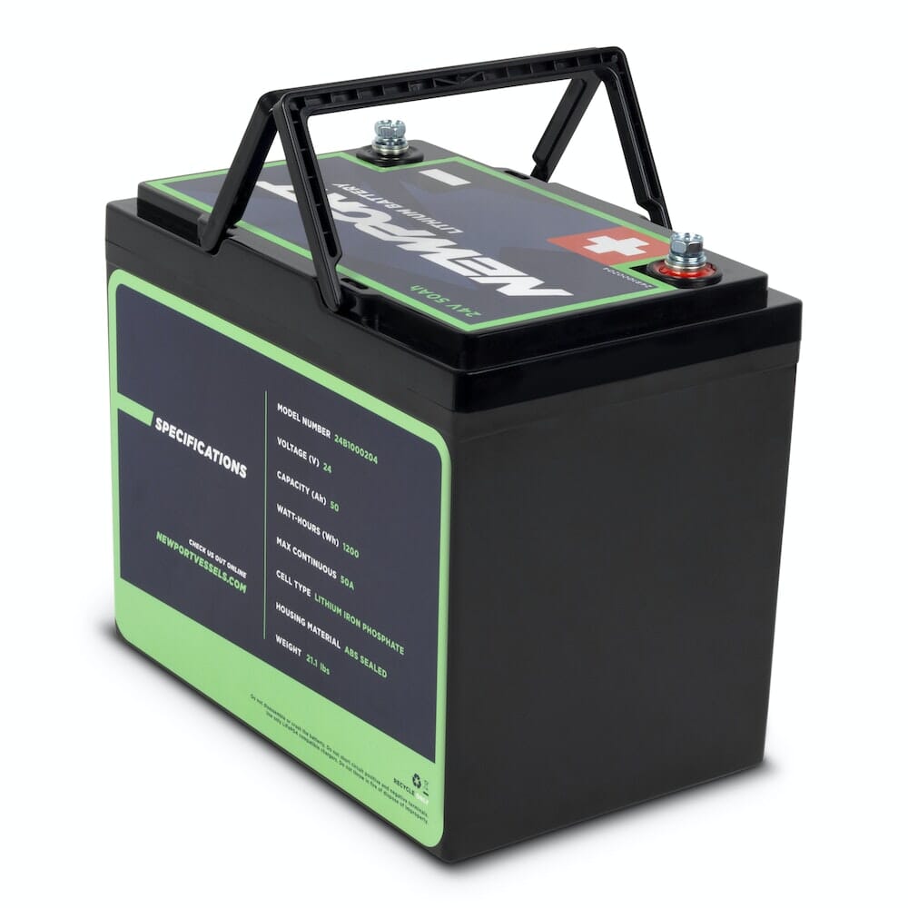 24V 50Ah Lithium Battery 3/4 Back View | Newport