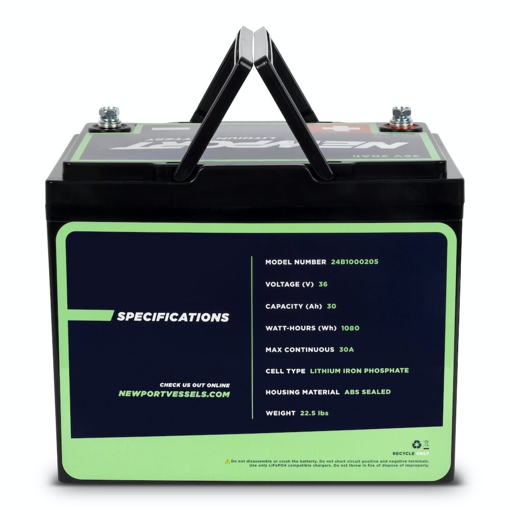 36V 30Ah Lithium Battery Back View | Newport
