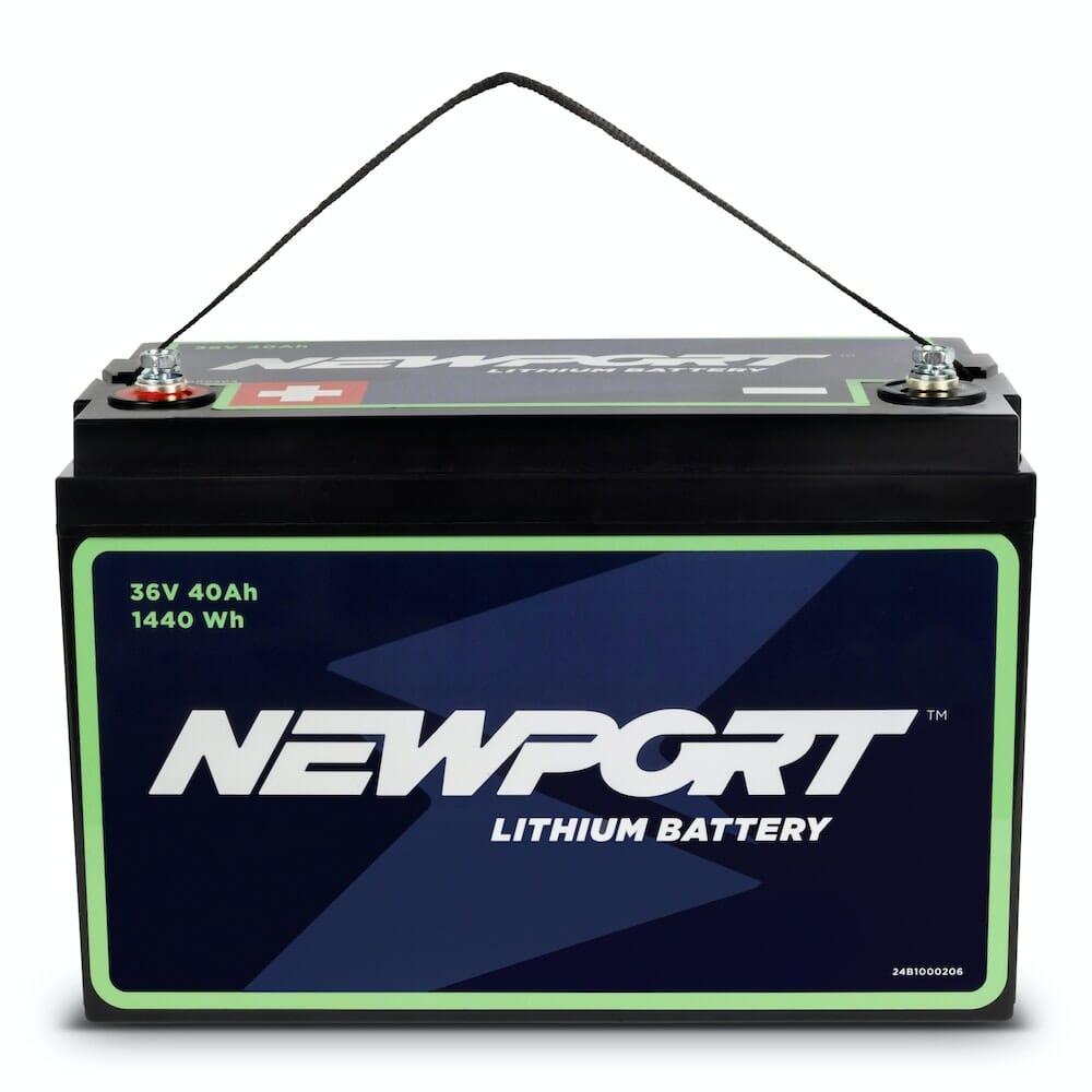 36V 40Ah Extended Lithium Battery Front View | Newport