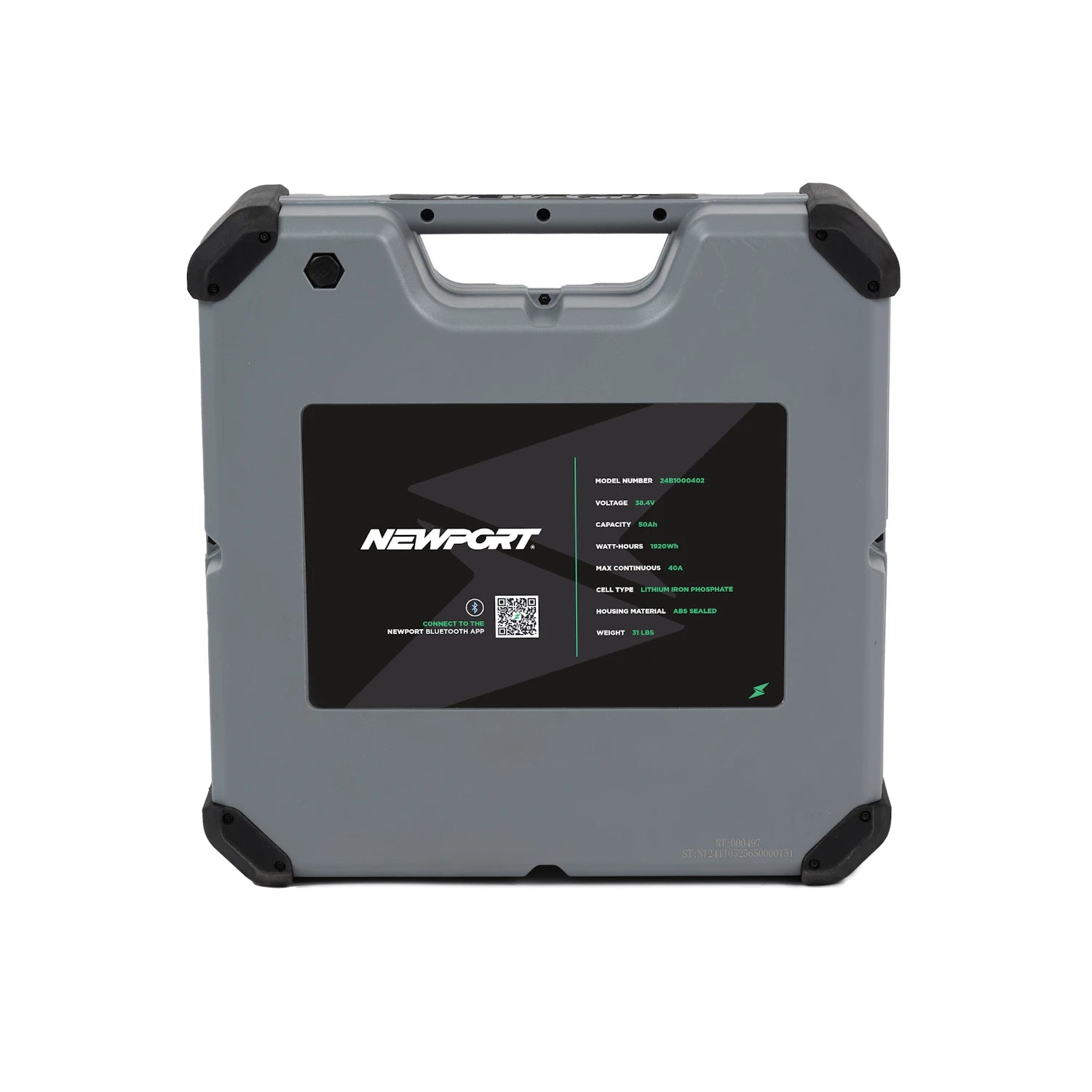 36V 50Ah LoPRO Lithium Battery Back View | Newport