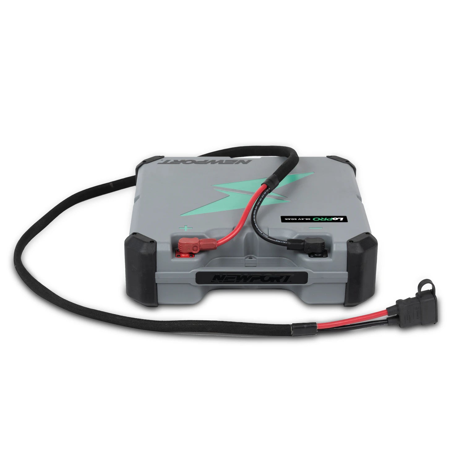 36V 50Ah LoPRO Lithium Battery Stackable View with Cables | Newport