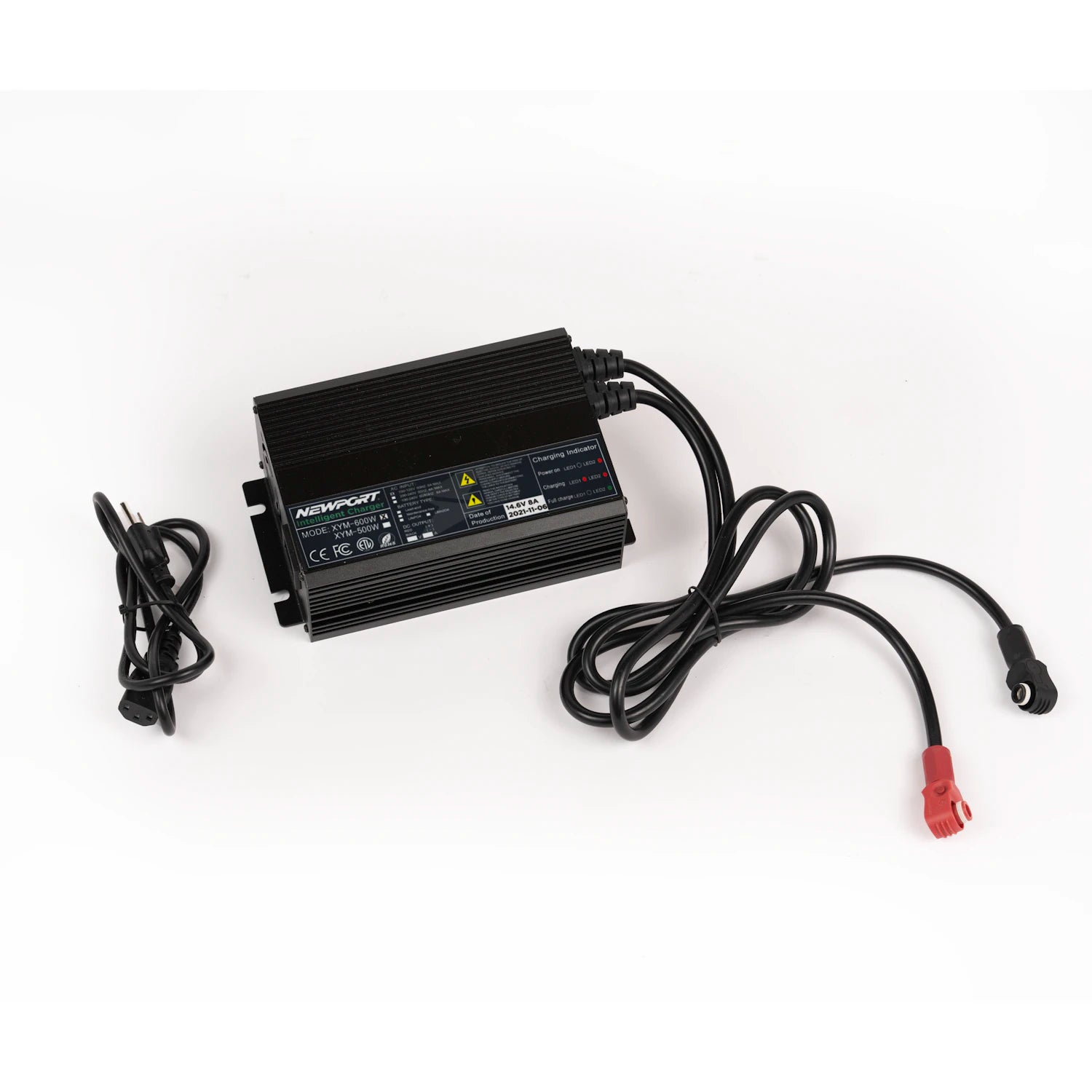 36V LoPRO Battery Charger Top View with Cables | Newport