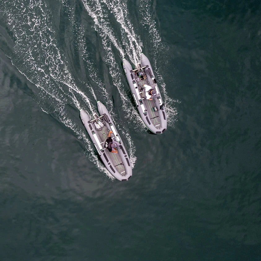 NS130 Inflatable Skiff Aerial View | Newport