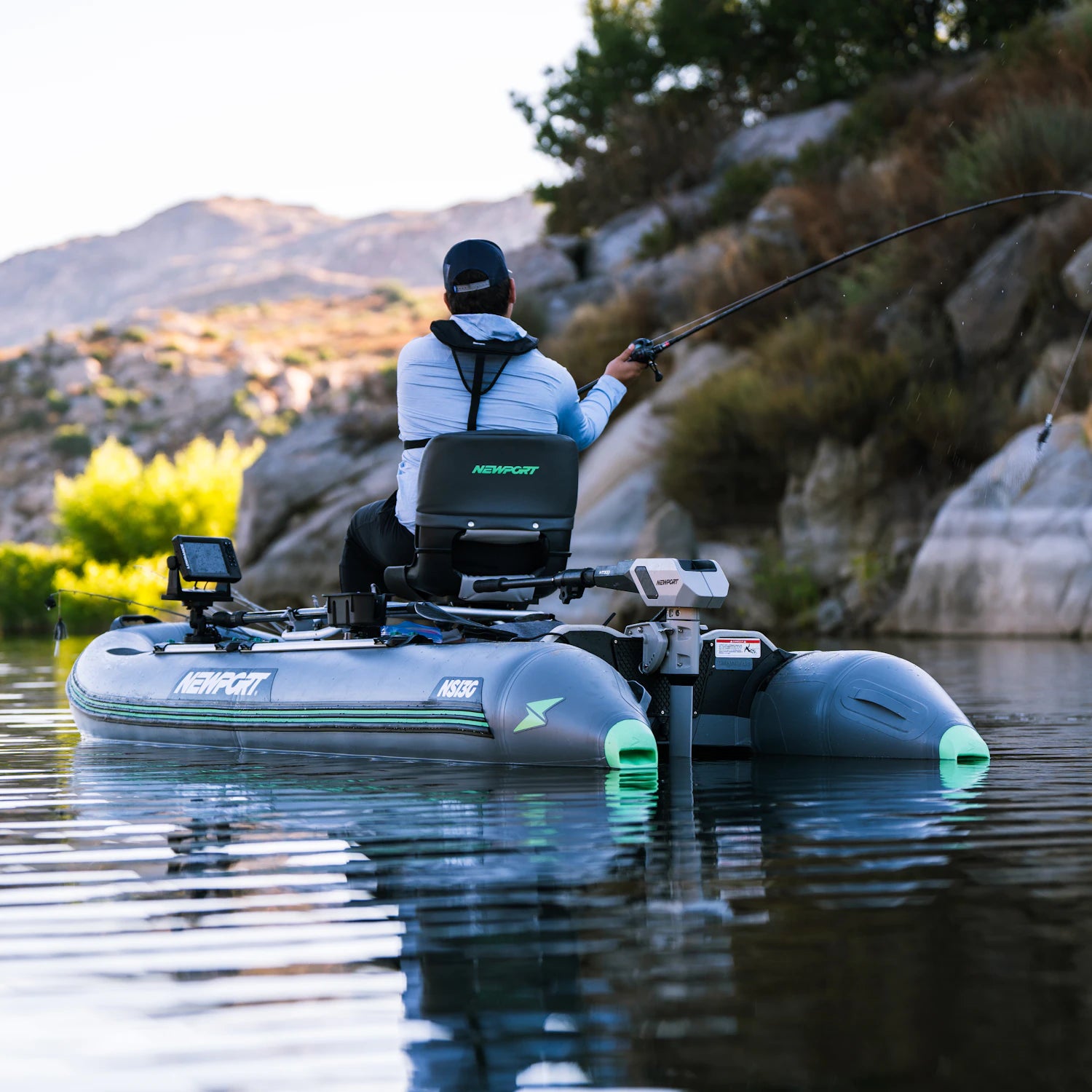 NS130 Inflatable Skiff Basic Package Back Water View | Newport