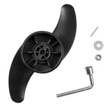 Black propeller blade with hardware on a white background