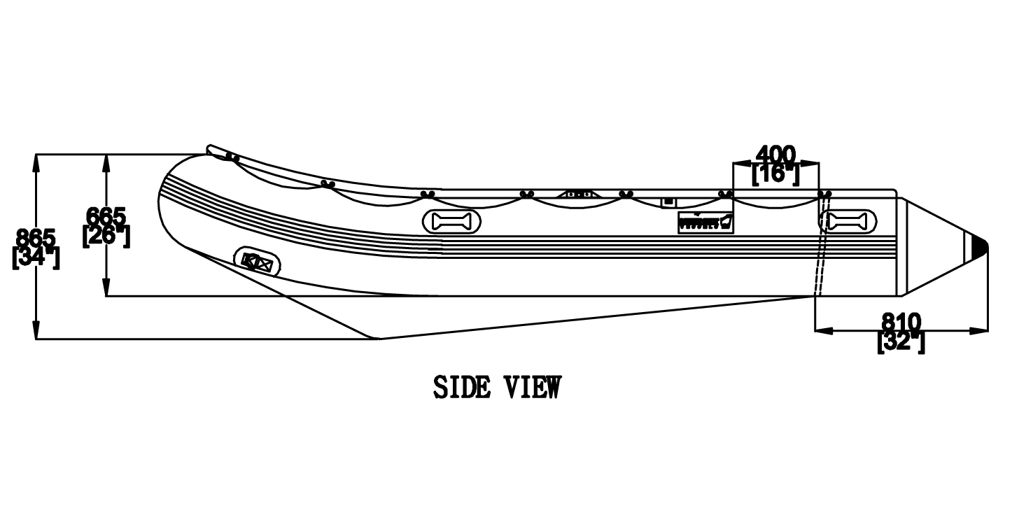 Catalina Inflatable Boat Side Sketch View | Newport