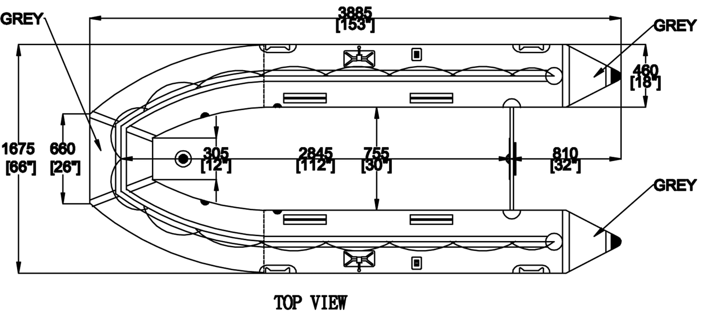 Catalina Inflatable Boat Top Sketch View | Newport