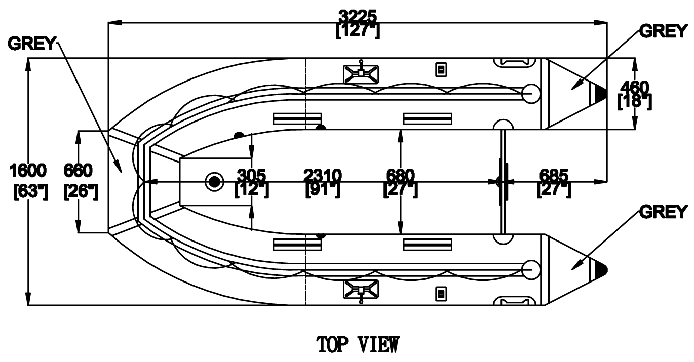 Newport Inflatable Boat Top Sketch View | Newport