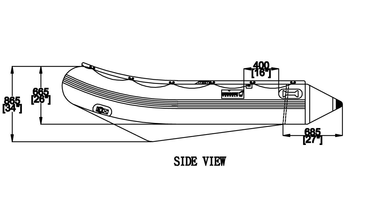 Newport Inflatable Boat Side Sketch View | Newport

